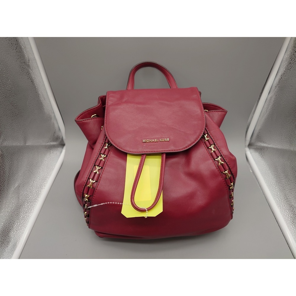 Red Michael Kors Leather Backpack Gold Chain Detail 30F7GAEB2L [GNH014619]